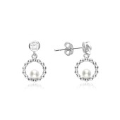 Cercei argint cu perle naturale albe si pietre DiAmanti E20538ERH-AS